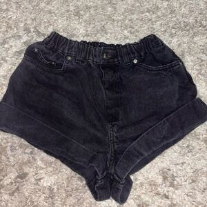 ASOS DESIGN Womens 6 Small Black Denim booty shorts Stretchy‎ Elastic Waist